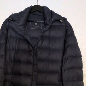 Massimo Dutti Dark Blue Long Quilted Jacket